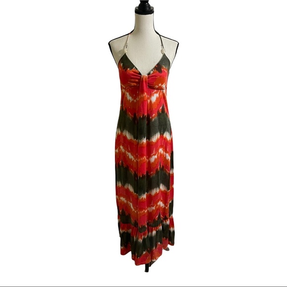 6 degrees maxi dress halter style tie dye. Bottom tiered size medium. - Picture 1 of 12